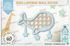 Kids Room Wall Decor Laser Cut. Baby Room SVG. Whale SVG Product Image 1