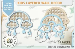 Kids Room Wall Decor Laser Cut. Baby Room SVG. Rainbow SVG Product Image 2