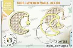 Kids Room Wall Decor Laser Cut. Baby Room SVG. Moon SVG Product Image 2