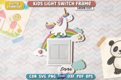 Kids Light Switch Frame Laser Cut | Unicorn Design | Nursery Product Image 1