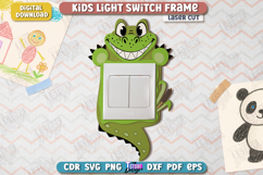 Kids Light Switch Frame Laser Cut| Crocodile Design |Nursery Product Image 1