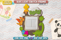 Kids Light Switch Frame Laser Cut | Dino Design | Nursery Product Image 1