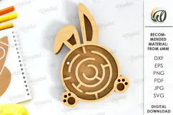 3D Kids Maze Laser Cut. Children's toy SVG. Rabbit SVG Product Image 1
