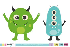 Printable Monster Birthday Decorations SVG Bundle