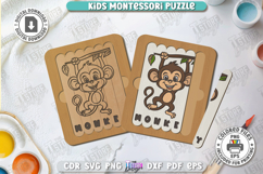 Kids Wooden Puzzle Laser Cut | Montessori Toy | Monkey SVG Product Image 1