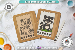 Kids Wooden Puzzle Laser Cut | Montessori Toy | Raccoon SVG Product Image 1