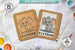 Kids Wooden Puzzle Laser Cut | Montessori Toy | Elephant SVG Product Image 1