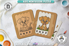 Kids Wooden Puzzle Laser Cut | Montessori Toy | Puppy SVG Product Image 1
