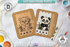 Kids Wooden Puzzle Laser Cut | Montessori Toy | Panda SVG Product Image 1