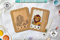 Kids Wooden Puzzle Laser Cut | Montessori Toy | Lion SVG Product Image 1