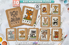 Kids Montessori Animal Puzzle Laser Cut, Educational Toy SVG Product Image 1