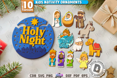 Kids Nativity Ornaments Laser Cut Bundle|Christmas Eve|Xmas Product Image 1