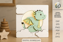 3D Kids Night Lamp Laser Cut. Night Light. Dragon SVG Product Image 1