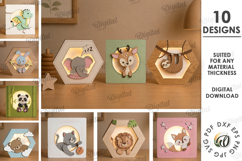 3D Kids Animal Night Lamps Bundle Laser Cut. Night Light SVG Product Image 1