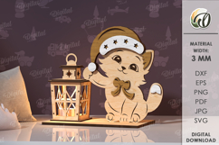 Kids Nignt Lantern Laser Cut. Cat SVG Product Image 1