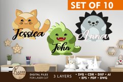 Kids Panel Animals Set Of 10 Signs Cut Design Custom Name Product Image 8