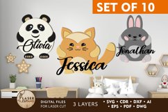 Kids Panel Animals Set Of 10 Signs Cut Design Custom Name Product Image 1