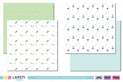 Pastel pirate scrapbook papers in mint, aqua, white and black