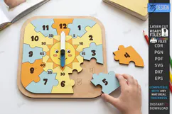 Kids Puzzle Clock Laser Cut | Kids Laser | Educational Toys Product Image 1