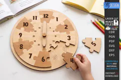 Kids Puzzle Clock Laser Cut | Kids Laser | Educational Toys Product Image 1