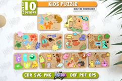 Kids Puzzles Laser Cut Bundle, Montessori Jigsaw Puzzle SVG Product Image 1
