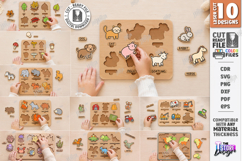 Toddler Wooden Matching Puzzle Laser Cut Bundle | Montessori Product Image 1