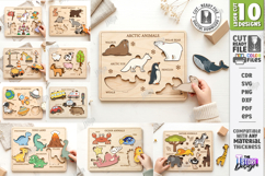 Wooden Kids Puzzles Laser Cut Bundle | Kids Laser | Animals Product Image 1