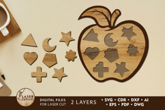 Wooden Apple Shape Sorter Toy - Kids Puzzle Laser Cut File Product Image 2