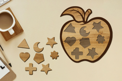 Wooden Apple Shape Sorter Toy - Kids Puzzle Laser Cut File Product Image 1