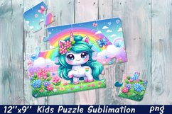 Kids puzzle | Puzzle sublimation, unicorn flowers Product Image 1
