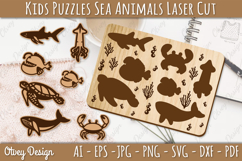 Kids Puzzles Sea Animals Lasercut | Wooden Montessor Product Image 1