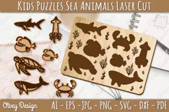 Kids Puzzles Sea Animals Lasercut | Wooden Montessor Product Image 1