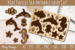 Kids Puzzles Sea Animals Lasercut | Wooden Montessor Product Image 1