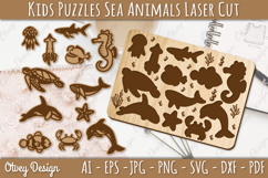 Kids Puzzles Sea Animals Lasercut | Wooden Montessor Product Image 1