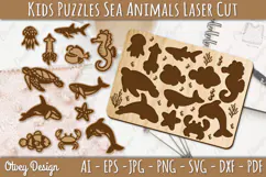 Kids Puzzles Sea Animals Lasercut | Wooden Montessor Product Image 1