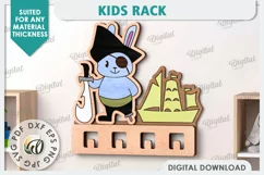 Kids Rack Laser Cut. Wooden Children's Coat Rack SVG Product Image 1