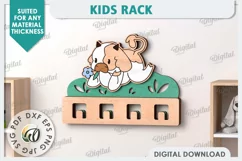 Kids Rack Laser Cut. Wooden Children's Coat Rack SVG Product Image 1