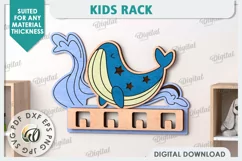 Kids Rack Laser Cut. Wooden Children's Coat Rack SVG Product Image 1