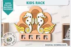 Kids Rack Laser Cut. Wooden Children's Coat Rack SVG Product Image 1