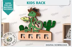 Kids Rack Laser Cut. Wooden Children's Coat Rack SVG Product Image 1