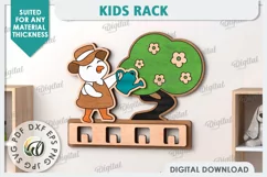 Kids Rack Laser Cut. Wooden Children's Coat Rack SVG Product Image 1