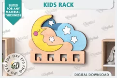 Kids Rack Laser Cut. Wooden Children's Coat Rack SVG Product Image 1