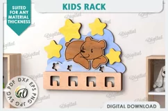 Kids Rack Laser Cut. Wooden Children's Coat Rack SVG Product Image 1