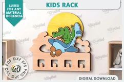 Kids Rack Laser Cut. Wooden Children's Coat Rack SVG Product Image 1