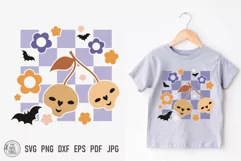 Cerries Skull svg You can use for your Retro Halloween shirts, baby onsie, bodysuits, bibs and more. Use Kids Halloween svg for decals, posters, signs, stickers