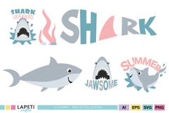 Jawsome shark birthday graphics for invitations banners toppers and party printables
