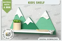 Mountains Wall Shelf Laser Cut. Shelf for Kids Room SVG Product Image 1