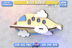 Kids Shelf Laser Cut | Book Rack | Nursery Décor | Airplane Product Image 1