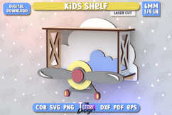 Kids Shelf Laser Cut | Book Rack | Nursery Décor | Airplane Product Image 1