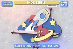 Kids Shelf Laser Cut | Book Rack | Nursery Décor | Rocket Product Image 1